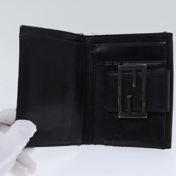 FENDI Zucchino Canvas Wallet Brown Silver Auth - Picture 7 of 15